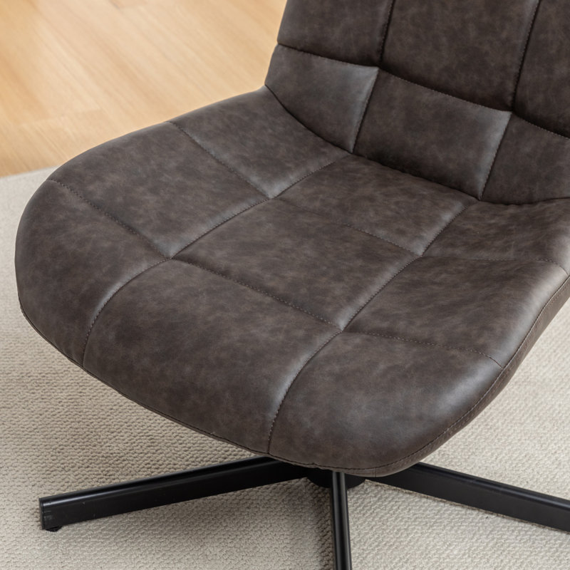 Fauteuil d'appoint pivotant en similicuir Trunell, Similicuir brun