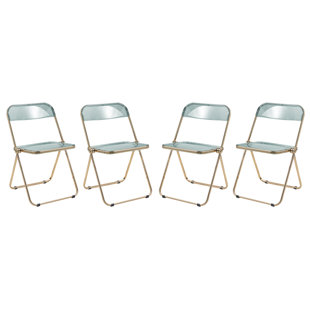 Lawrence Folding Chair Stackable Dining Accent Chair with Frame Kitchen Chair (Set of 4)
