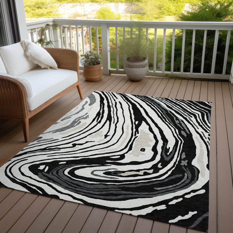 Tapis intérieur / extérieur noir lavable Avelia , 8' x 10'