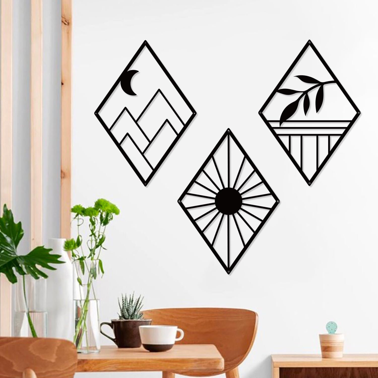 Latitude Run® Boho Metal Wall Art, Minimalist Metal Wall Decor ...