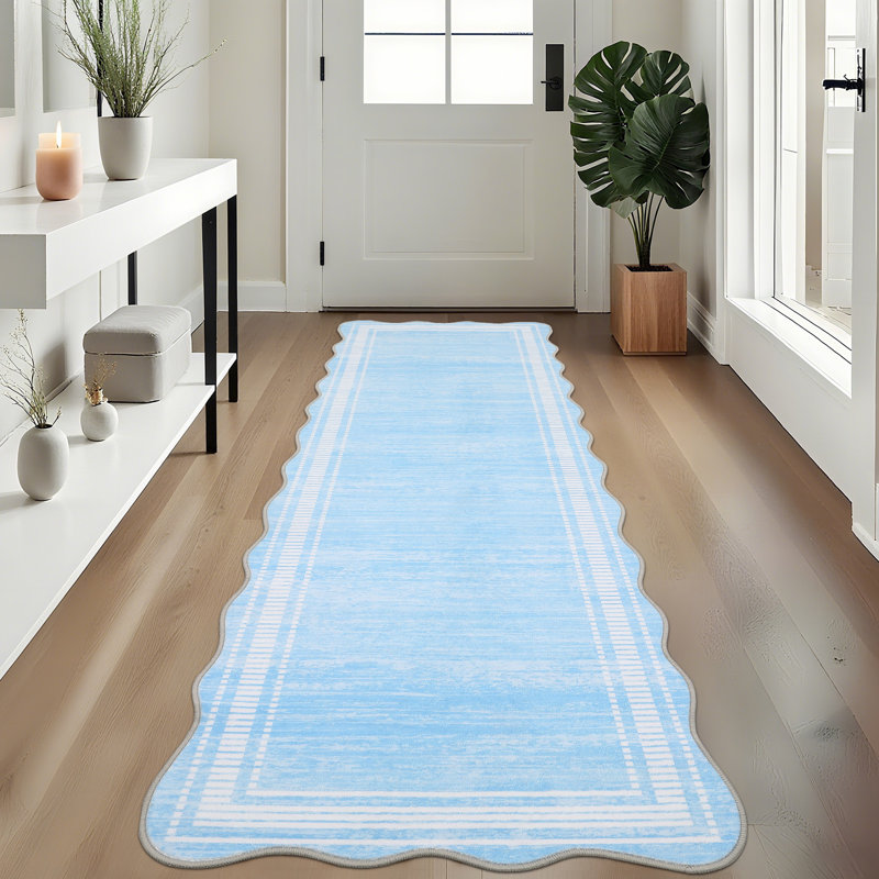 Scalloped Washable Rug Area Rugs for Living Room Modern Rugs Abstract Non-Slip Accent Carpet for Dining Room Home Office Bedroom