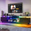 Meuble télé Zytha de 80 po pour téléviseur de 90 po ou moins, console multimédia moderne avec lumière DEL RVB et station de charge intégrée, grand espace de rangement   -83343241-189759762
