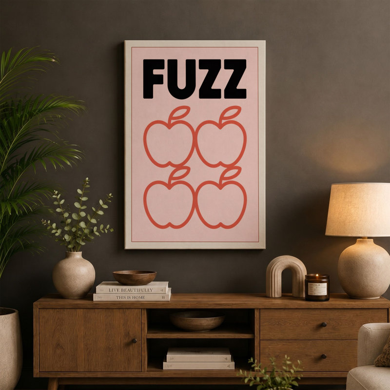 Fuzz Apples Minimalist 1 Piece Wrapped Canvas Wall Art, 30x20 - 76.2 x 50.8 cm, Taupe Border