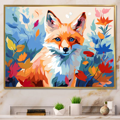 Orange Foxes Leaf Adventure I - Fox Animal Wall Art