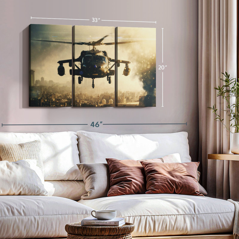 «Black Military Helicopters», 3 pièces, H 20 po x l 33 po