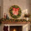 Couronne de Noël à DEL avec grand nœud rouge-1939768649