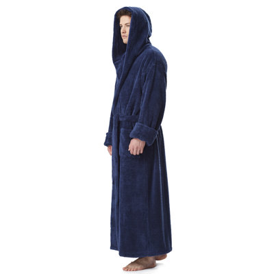 Alec Fleece Boy / Man+ Ankle Bathrobe with Pockets and Hood