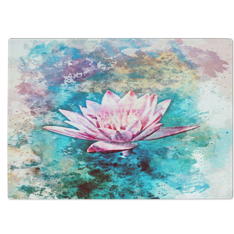 Tempered Glass Water Lily Chopping Board, 28.5 cm W x 20 cm L