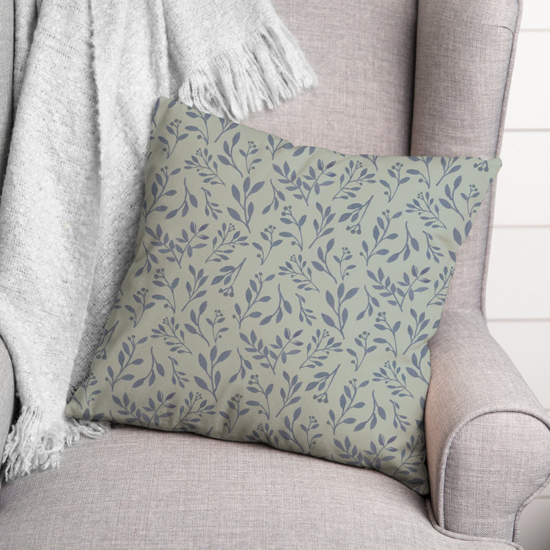 Floral Reversible Throw Pillow, Green