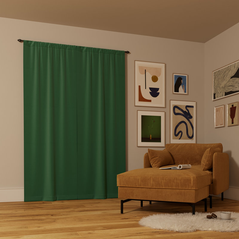 Rideau 100% occultant avec passe-tringle Rianna, Vert malachite, L 40 po x L 84 po