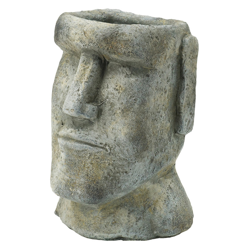 Jardinière inspirée de l'île de Pâques, 9 pouces, ciment gris, petits à moyens Asters, décor enchanteur pour la maison lavande, accent agréable