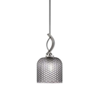 Mini-luminaire suspendu Unia suspendu en finition graphite avec verre texturé fumé de 7 po