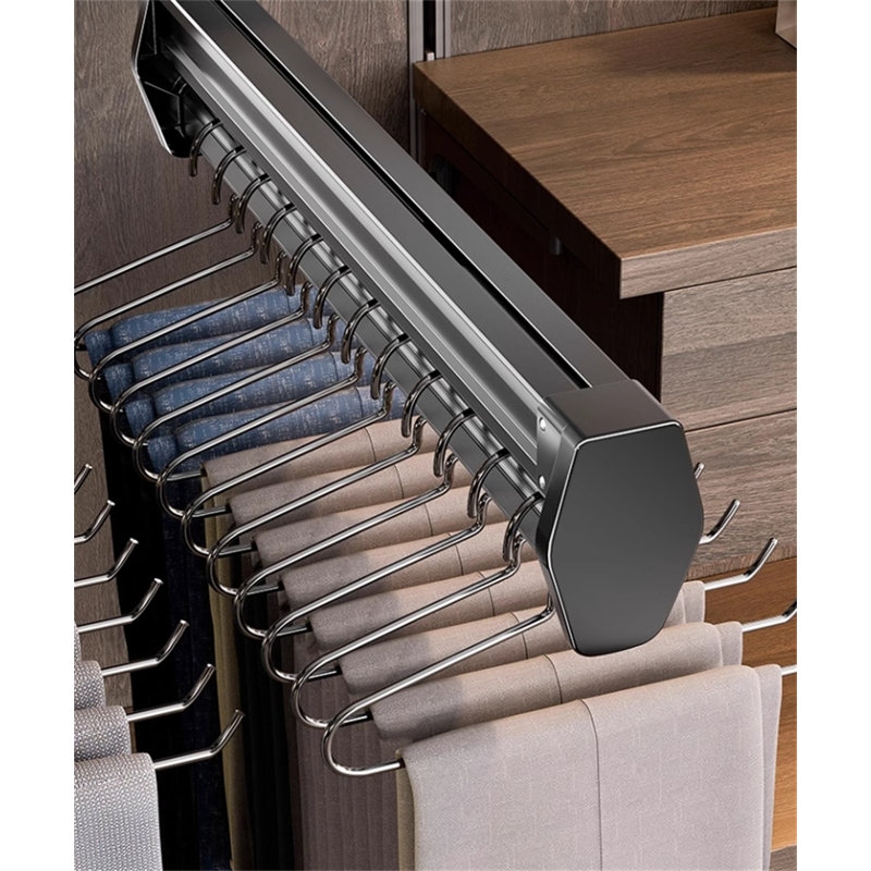 Porte-pantalons rétractable avec rail coulissant, H 4,52 po x l 2,75 po x P 10,23 po