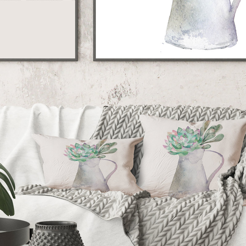 Rectangle, plante grasse maison - coussin décoratif imprimé traditionnel