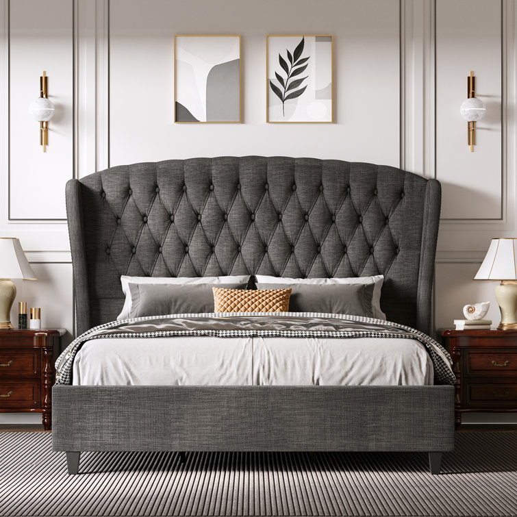 Alaijha Upholstered Tufted Low Profile Platform Bed