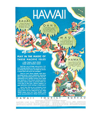 « hawaii » par « hawaii », affiche rétro de bureau de tourisme