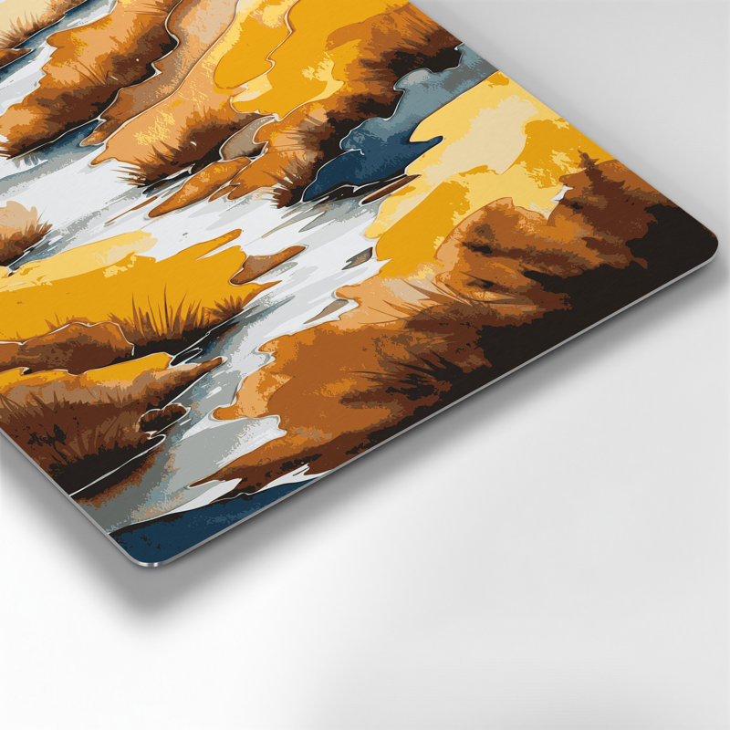 Aquarelle, paysage 69, art mural en métal brun, H 14 po x l 11 po