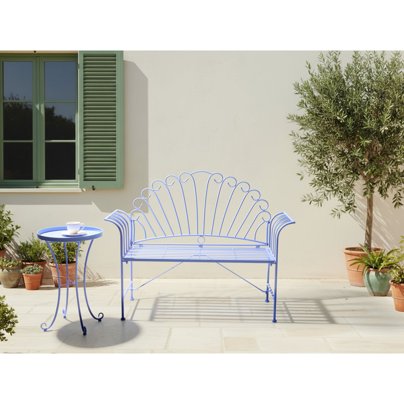 Bistro Set CAVINIA Metal Green, Light Blue