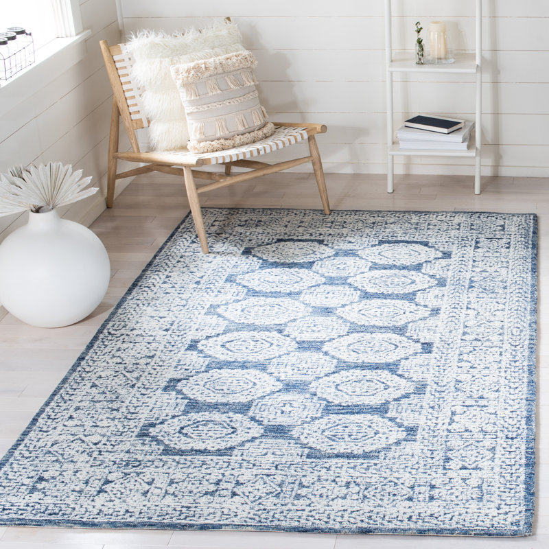 Metro Hand Tufted Wool/Cotton Oriental Rug in Blue/Gray, Rectangle 6' x 9'