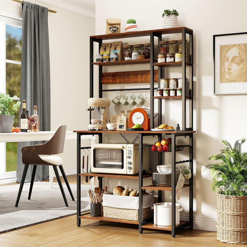 Bakers Rack with Power Outlet 9-Tier Microwave Stand