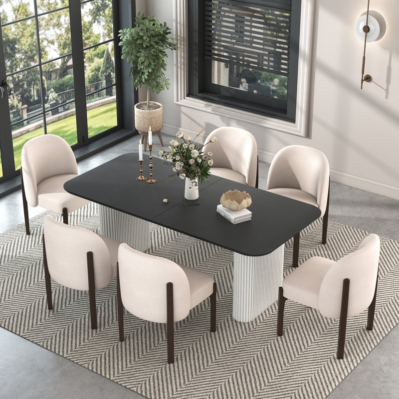 Ensemble de table à manger moderne avec chaises rembourrées 4/6, ensemble de cuisine de ferme pour petits espaces, dinging, cuisine