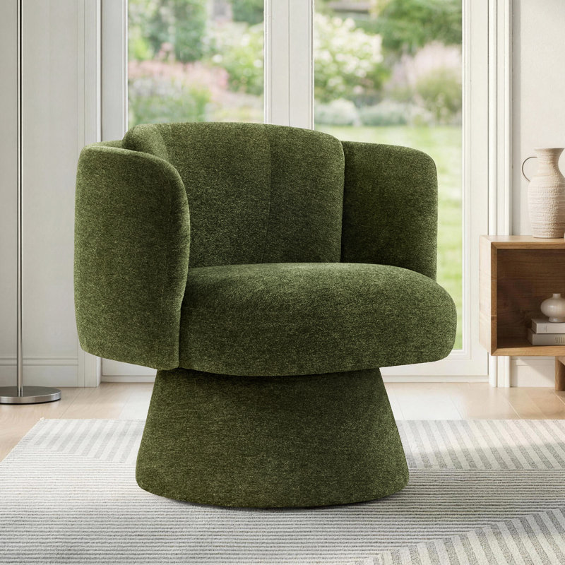 Fauteuil d'appoint pivotant à 360 ° de style Mid-Century avec dossier ergonomique, Vert