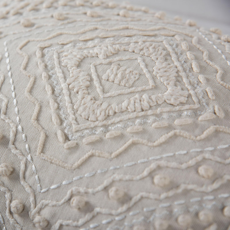 100% Cotton Poly Filled Throw Pillow, Natural