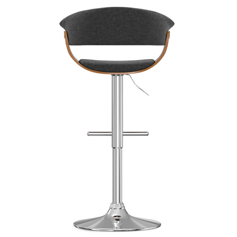 Mid Century Modern Sheldon Adjustable Swivel Stool in Charcoal Grey Linen