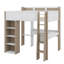 Lit mezzanine double avec tablettes, tringles à vêtements et bureau-1930537298