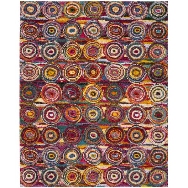 Latitude Run® Verduzco Bohemian Circles Pink/Yellow/Multi Shag Rug &  Reviews