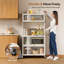 Kitchen Storage Cabinets, Pantry Cupboard With 5 Tiers Bakers Rack, Kitchen Shelves With Transparent Flip Door & 4 Rolling Wheels-194824273