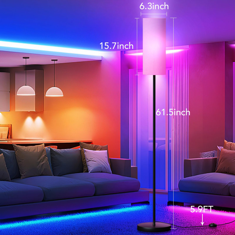 Smart Floor Lamp With Matter Smart Bulb, Dimmable Color Temperature, Voice Control, White