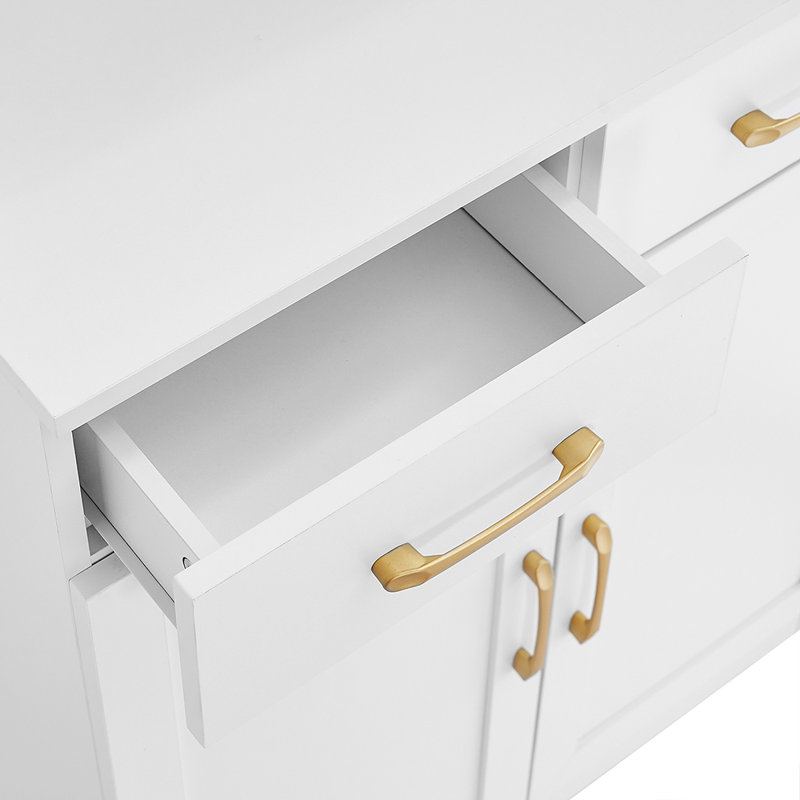 Armoire de rangement pour salle de bain avec deux portes et tiroirs, Blanc