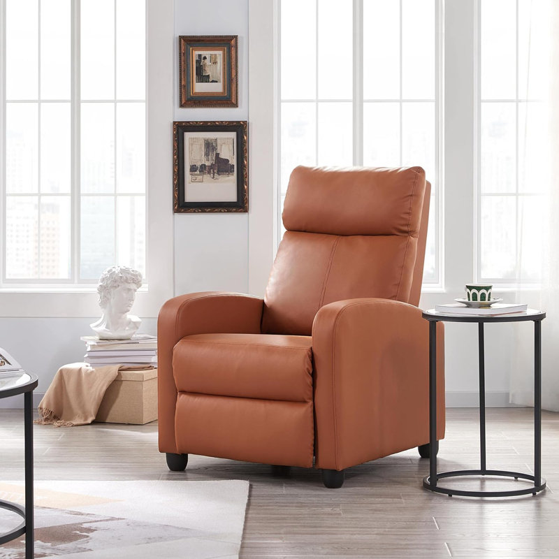 Fauteuil inclinable en cuir de polyuréthane pour le salon - Canapé inclinable réglable robuste avec siège rembourré, support à ressorts ensachés et assemblage facile pour le cinéma maison ou le bureau