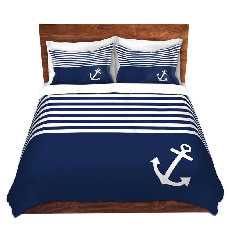 Polyester Duvet Cover, 1 Twin Duvet Cover + 1 Standard Sham, Navy/Blue