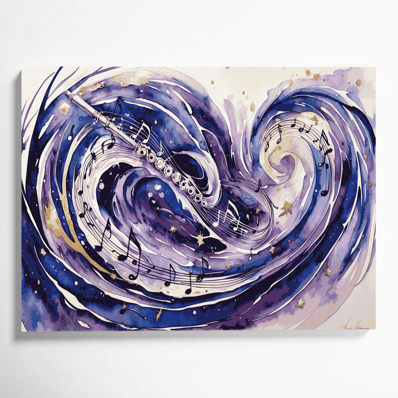 «Music Flute», toile grise, H 12 po x l 18 po