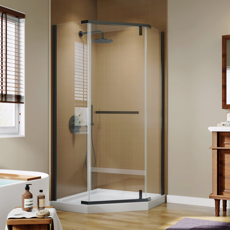 Corner Shower Enclosure 36 In. W X 72 In. H Frameless Neo-Angle Shower Enclosure, 1/4" (6Mm) Clear Tempered Glass, Pivot Shower Door