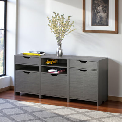 Orion Gray Finish 3-Piece Storage Cabinet Set, 26.13'' H X 57.50'' W X 15.82'' D