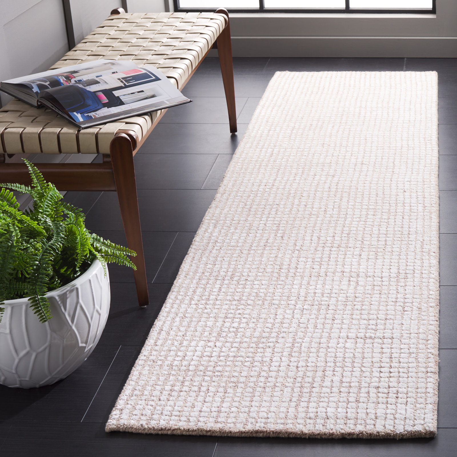 Rowe Ivory Beige Hand-Tufted Rug, Runner 2'3" x 8'