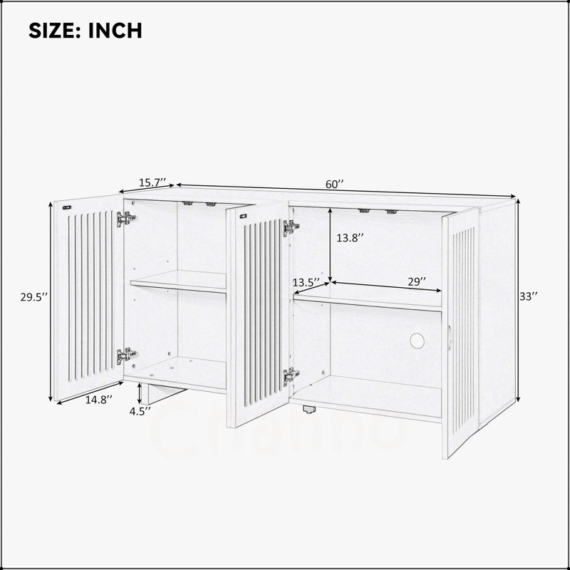 Sideboard with Superior Storage Space, Almond