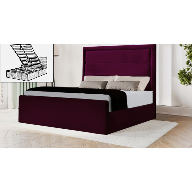 Aviram Upholstered Ottoman Storage Bed, Double (4'6), Burgundy