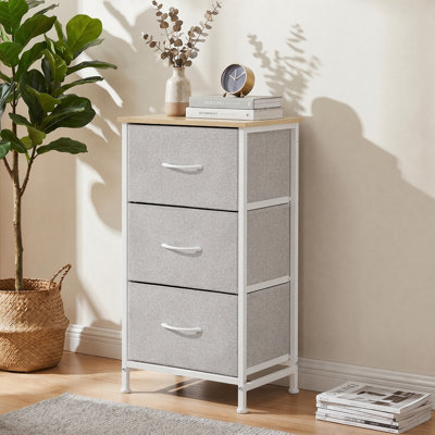 3 Drawer Dresser with Wood Top, Vertical Fabric Dresser for Bedroom and Closet