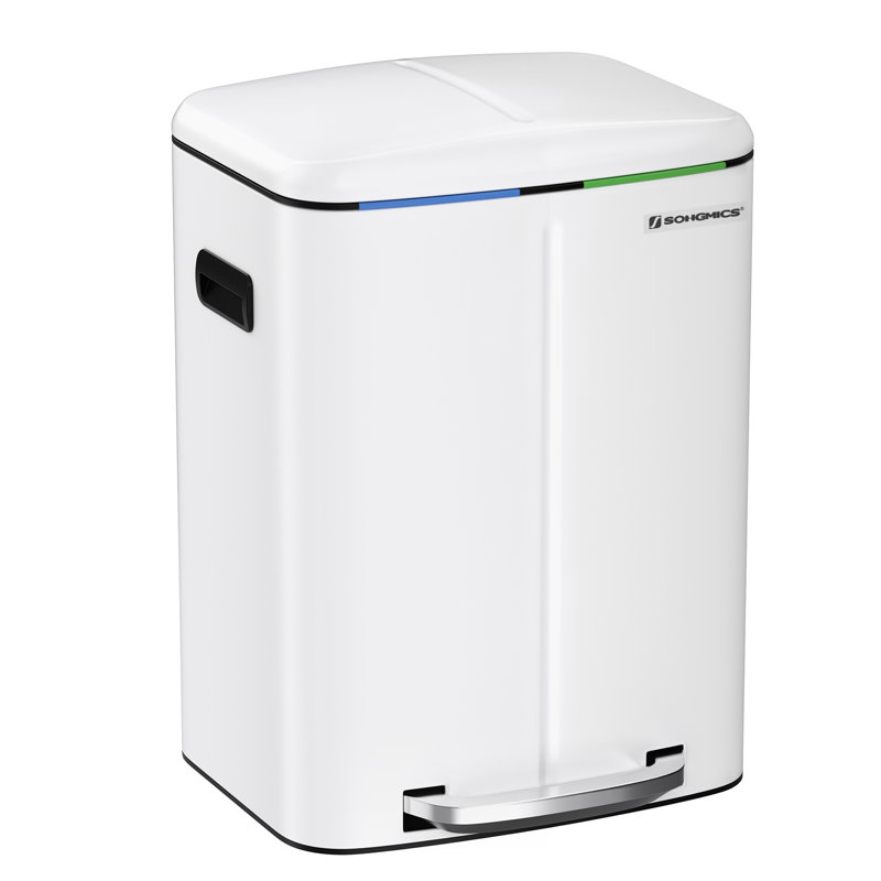 Steel Step On Multi-Compartment Rubbish & Recycling Bin - 40L, White