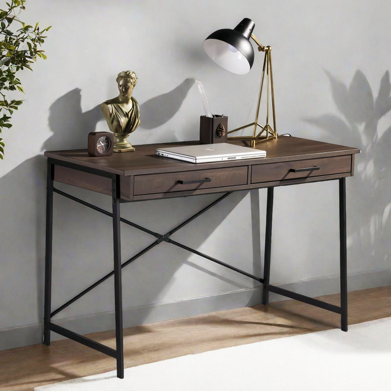 Caffoz 48" Computer Desk - Home Office Workstation with Storage Shelf, Modern Style