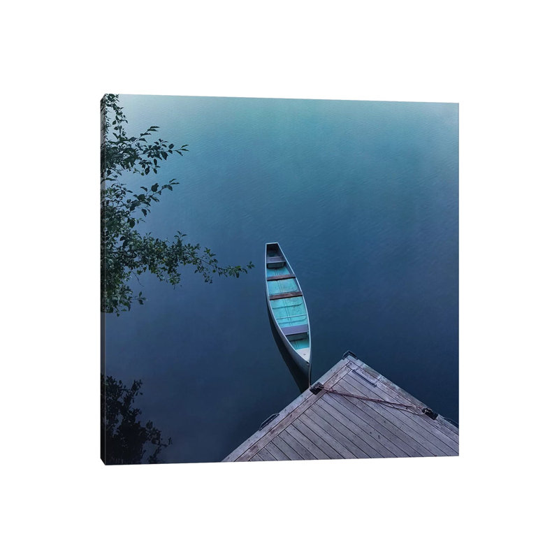 Blue Canoe 1 Piece Wrapped Canvas Wall Art, 45.72 cm H x 45.72 cm W x 3.175 cm D