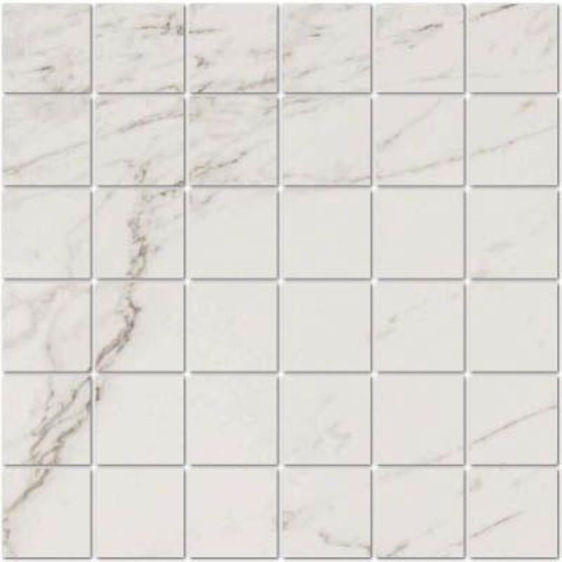 Carreau de mosaïque de mur et de plancher à bord droit en porcelaine 2 po x 2 po Sorrento Statuary, Carrara