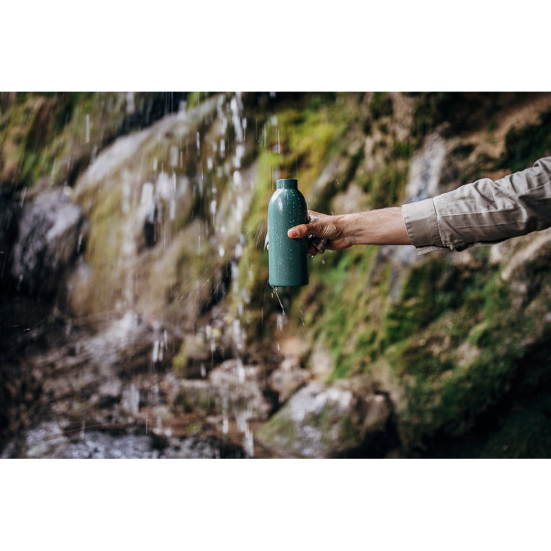 Hiker Refills His Stainless Steel Bottle With Clean And Fresh Water by South_agency - No Frame Art Prints on Canvas