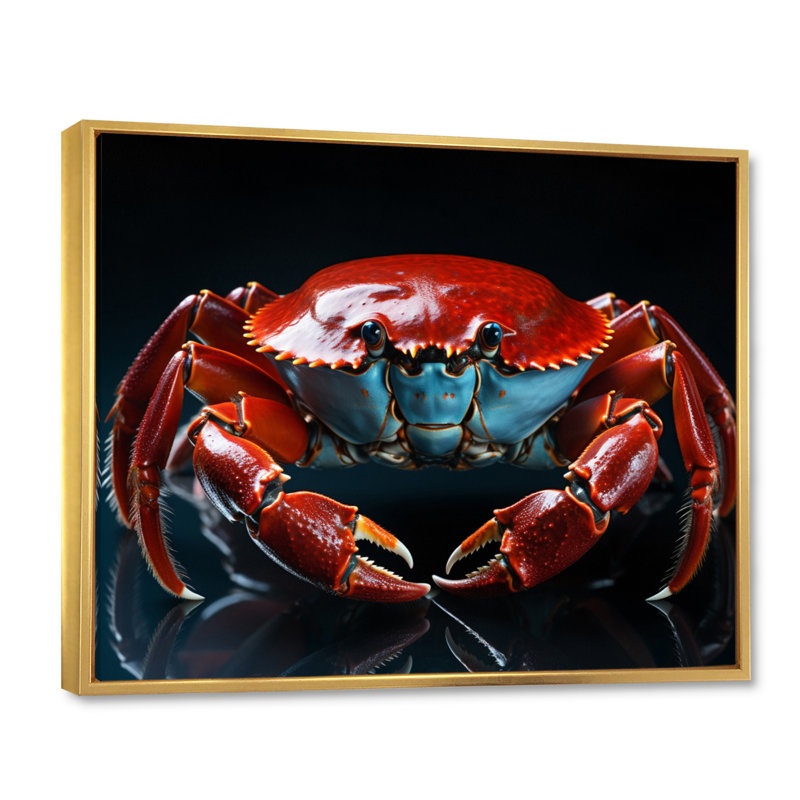 Portrait de crabe - salon d'art mural animaux, 34" H x 44" W, Cadre flottant doré