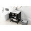 Meuble-lavabo moderne en céramique élégant avec meuble-lavabo à tablette ouverte-113435623