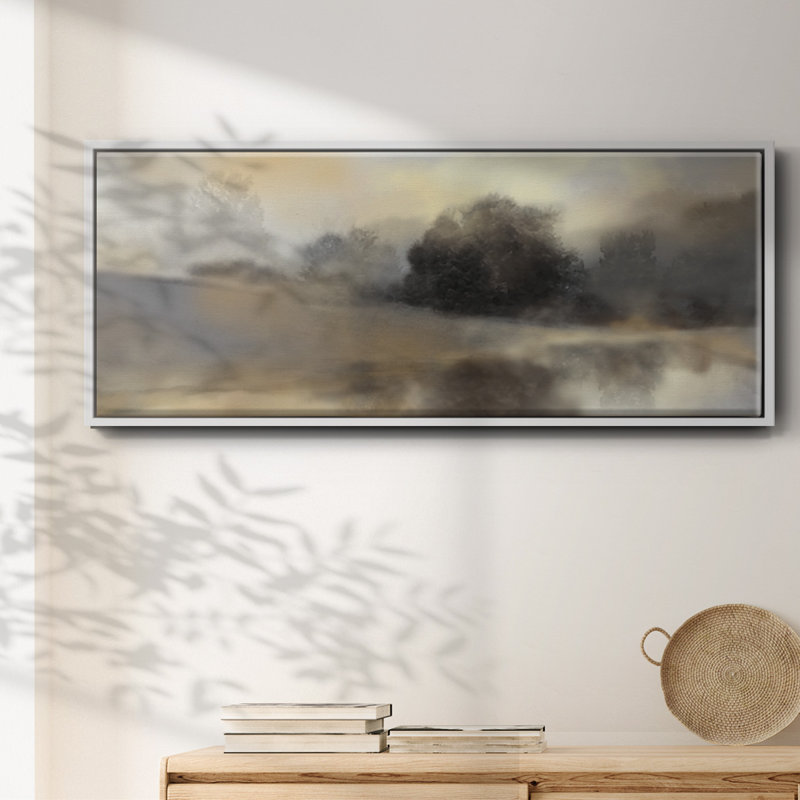 Misty Pond- Framed Canvas, 8" H x 20" W